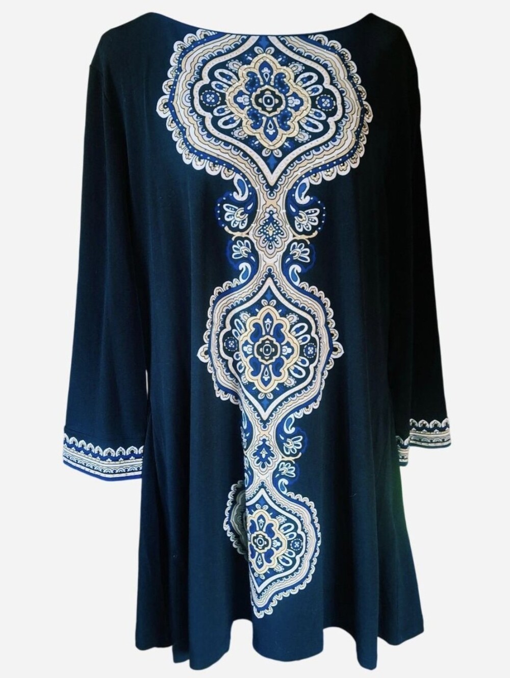 JM Collection Ornate Medallion Embellished Tunic Top
